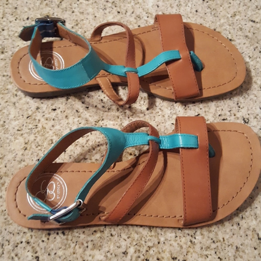Jessica Simpson - Turquoise & Brown Sandals - Sz 6